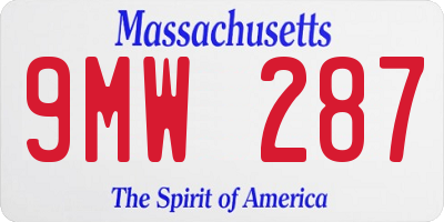MA license plate 9MW287