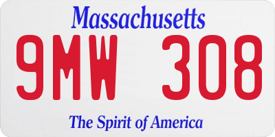 MA license plate 9MW308