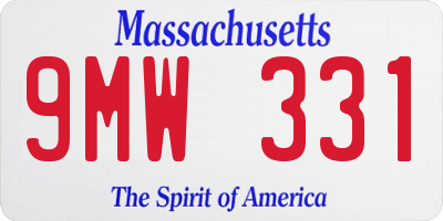 MA license plate 9MW331