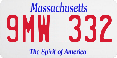 MA license plate 9MW332