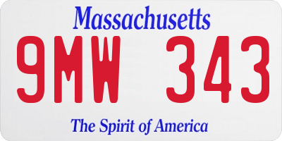 MA license plate 9MW343
