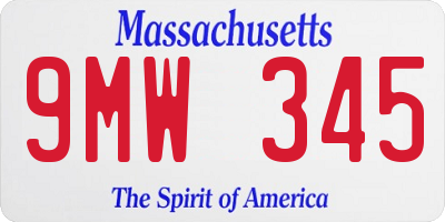 MA license plate 9MW345