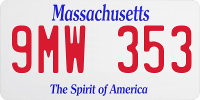 MA license plate 9MW353
