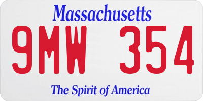 MA license plate 9MW354