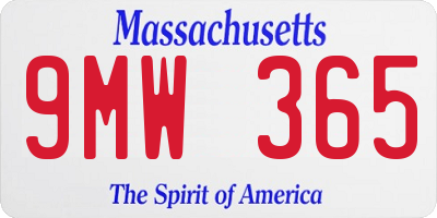 MA license plate 9MW365