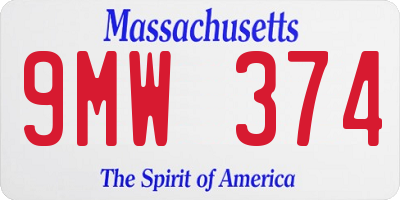 MA license plate 9MW374