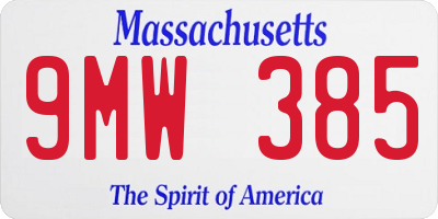 MA license plate 9MW385