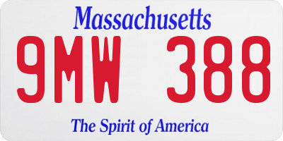 MA license plate 9MW388