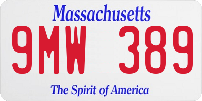 MA license plate 9MW389