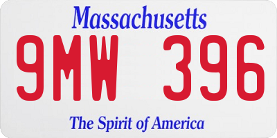 MA license plate 9MW396