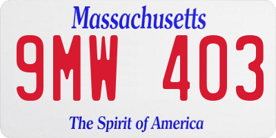 MA license plate 9MW403