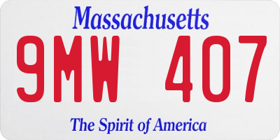 MA license plate 9MW407
