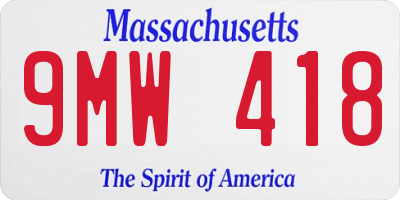 MA license plate 9MW418