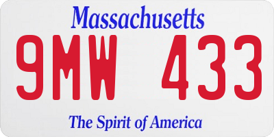 MA license plate 9MW433