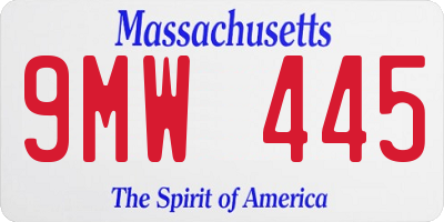 MA license plate 9MW445