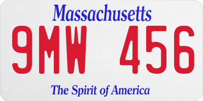 MA license plate 9MW456