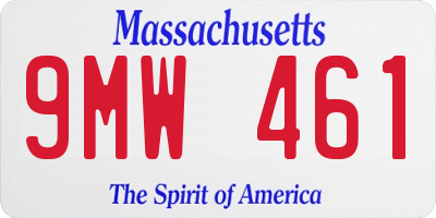 MA license plate 9MW461
