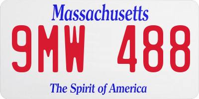 MA license plate 9MW488