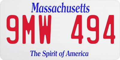 MA license plate 9MW494