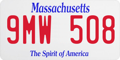 MA license plate 9MW508