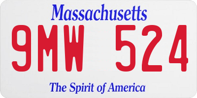 MA license plate 9MW524