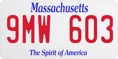 MA license plate 9MW603