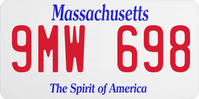 MA license plate 9MW698