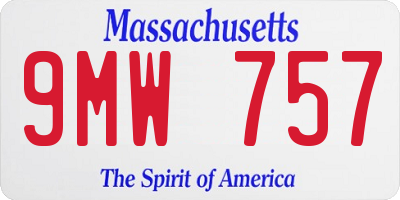 MA license plate 9MW757