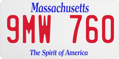 MA license plate 9MW760