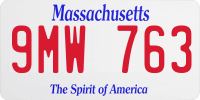 MA license plate 9MW763