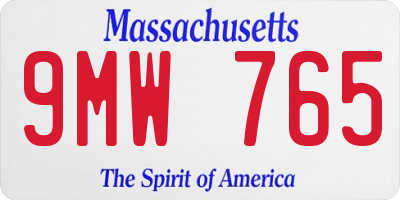 MA license plate 9MW765