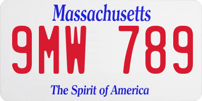 MA license plate 9MW789