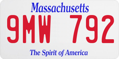 MA license plate 9MW792
