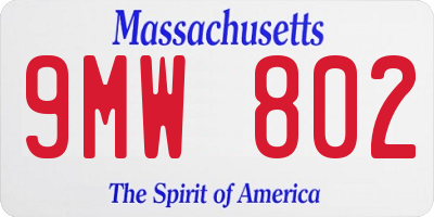 MA license plate 9MW802