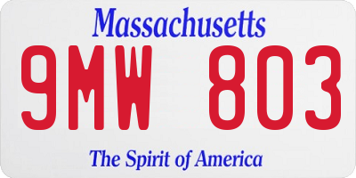 MA license plate 9MW803