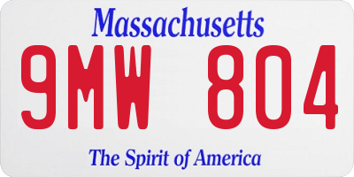 MA license plate 9MW804