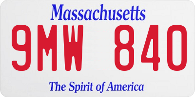 MA license plate 9MW840