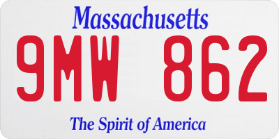 MA license plate 9MW862