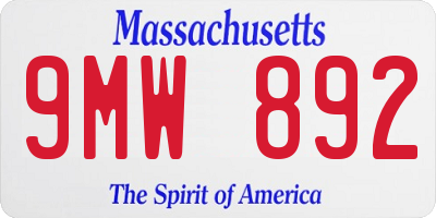 MA license plate 9MW892