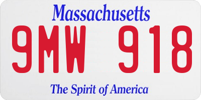 MA license plate 9MW918