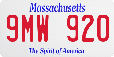 MA license plate 9MW920