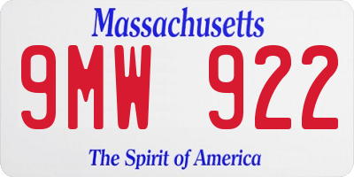 MA license plate 9MW922