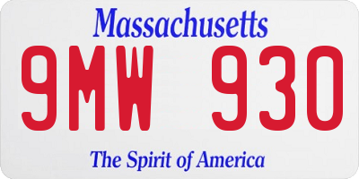 MA license plate 9MW930