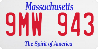 MA license plate 9MW943