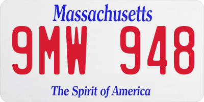 MA license plate 9MW948