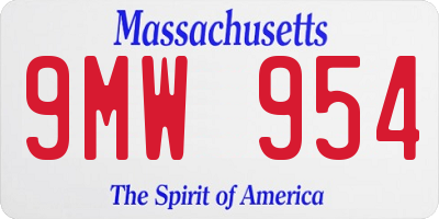 MA license plate 9MW954