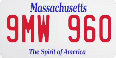 MA license plate 9MW960