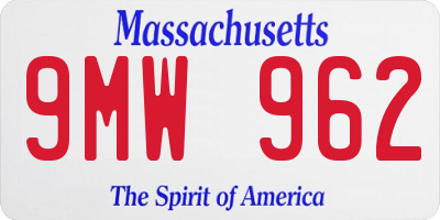 MA license plate 9MW962