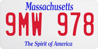 MA license plate 9MW978