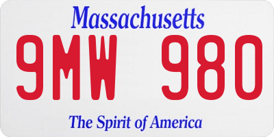 MA license plate 9MW980
